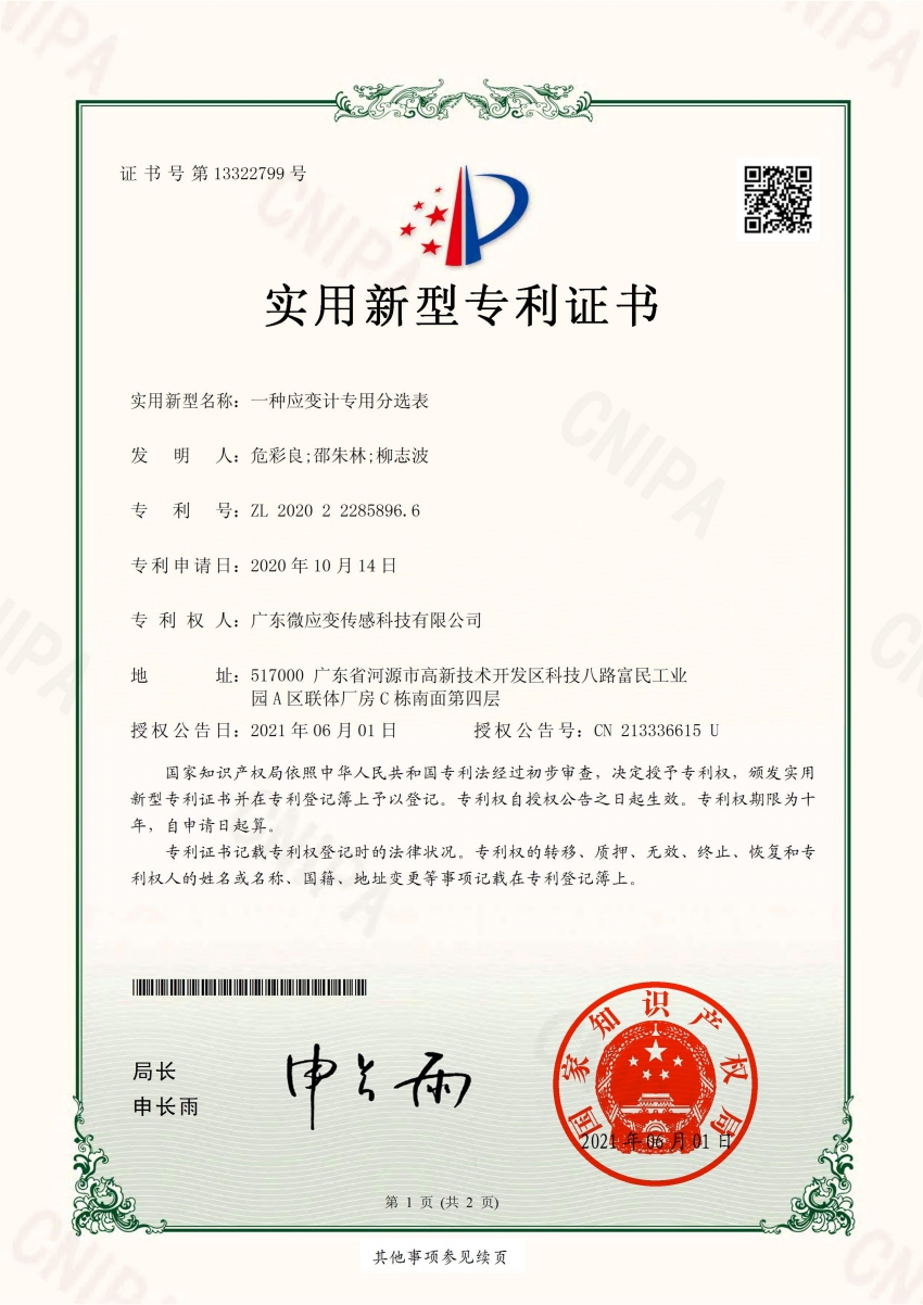 一种应变计专用分选表-专利证书2020222858966_00.jpg